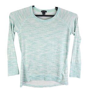 Womens Green White Striped Champion Elite Top Raglan Long Sleeve Crew Neck S